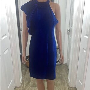 Blue One Shoulder Sheath Cocktail Dress